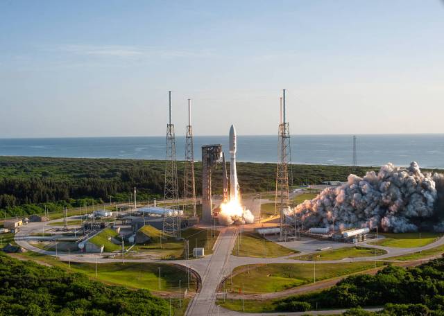 A United Launch Alliance Atlas V 541 rocket lifts off from Space Launch Complex 41 at Cape Canaveral Air Force Station in Florida on July 30, 2020, at 7:50 a.m. EDT, carrying NASA’s Mars Perseverance rover and Ingenuity helicopter. 