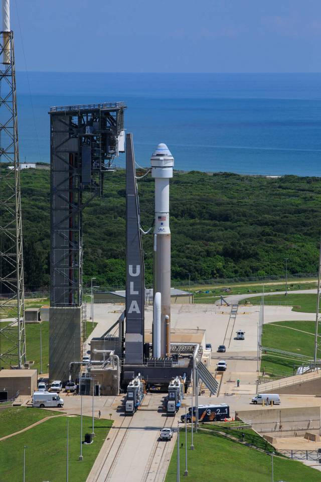 On July 29, 2021, Boeing’s CST-100 Starliner spacecraft and the United Launch Alliance Atlas V rocket rolled out of the Vertical Integration Facility to the launch pad at Space Launch Complex-41.