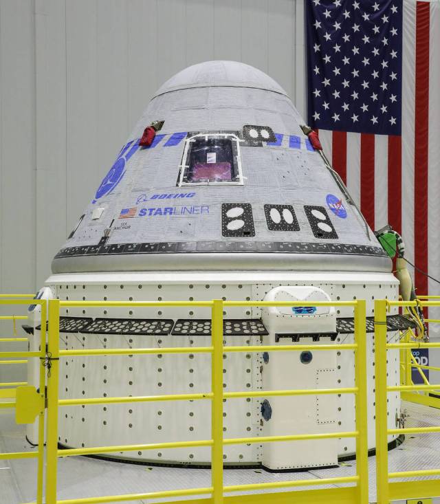 A new service module was mated to a Boeing CST-100 Starliner crew module to form a complete spacecraft on March 12, 2022.
