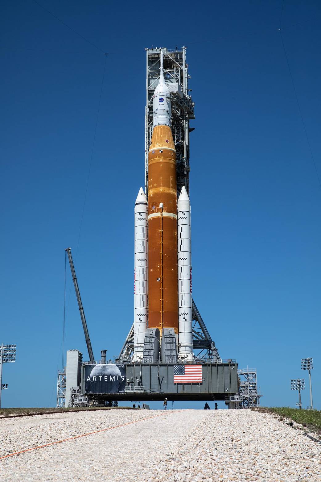 Markings on NASA’s Space Launch System rocket enable engineers to precisely track many different parameters of SLS throughout all phases of flight. 