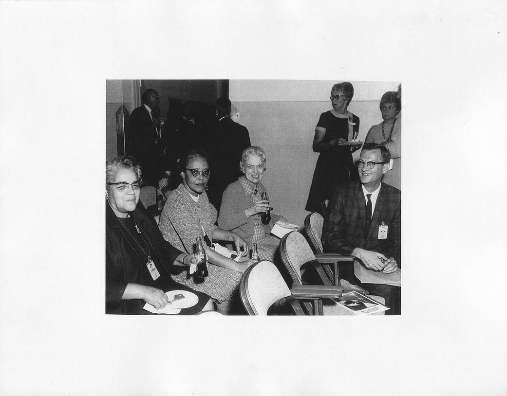 Photograph of Dorothy Vaughan (left) with Lessie Hunter (center), Vivian Adair (right) 