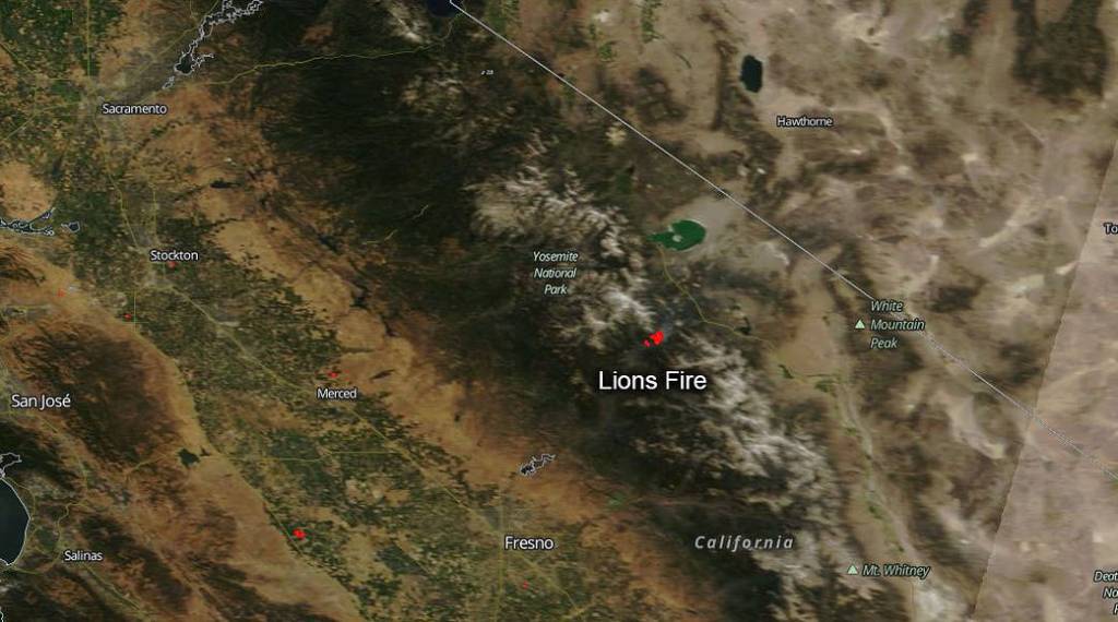 Lightning-Caused Lions Fire Burning in Ansel Adams Wilderness