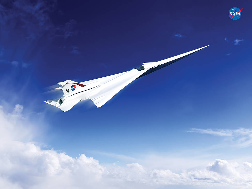 Artist’s concept of a possible Low Boom Flight Demonstrator X-plane design for Quiet Supersonic Technology (QueSST). 