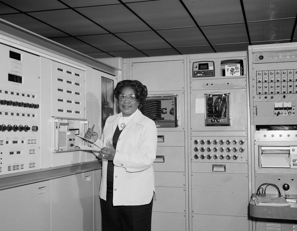 Mary Jackson in room with computers