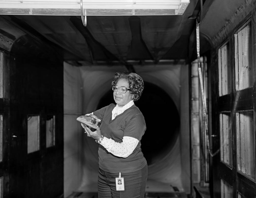 Mary Jackson in hall at NASA Langley