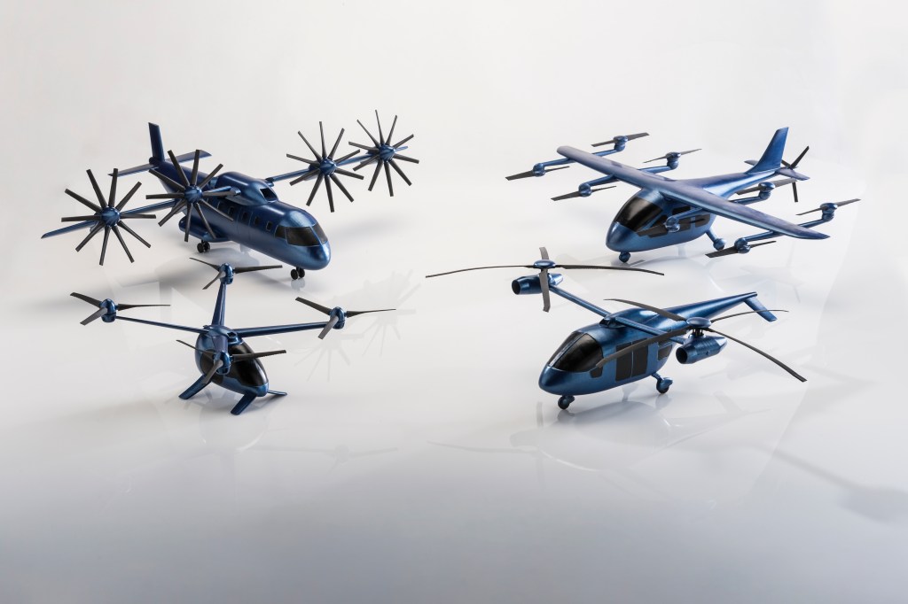Artist image of rotorcraft and eVTOL aircraft