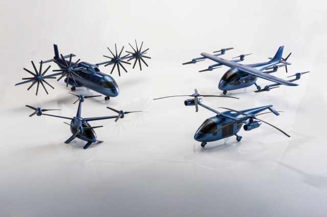 Artist rendering of four helicopters 