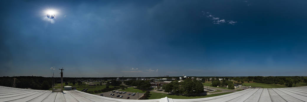 Panoramic view of 2017 solar eclipse as seen at NASA's Langley Research Center