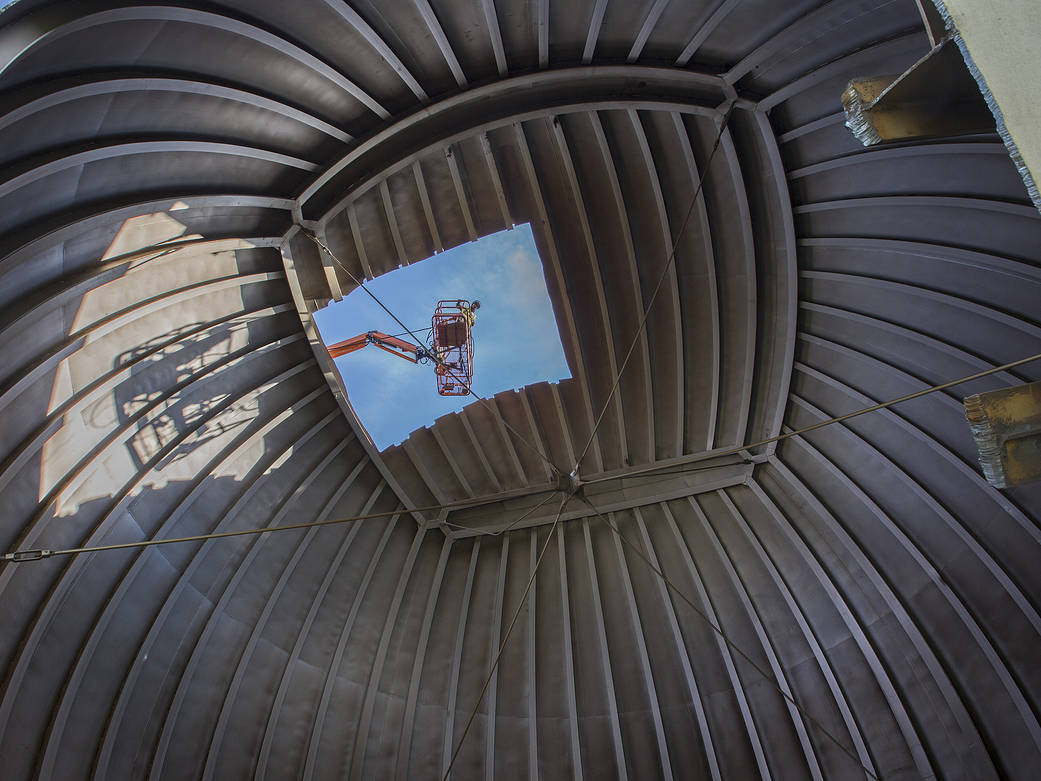 Workers begin dismantling the Hypersonic CF4 Tunnel at NASA’s Langley Research Center in Hampton, Virginia. 