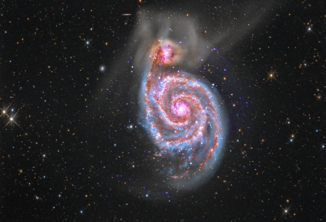 M51 is a spiral galaxy, about 30 million light years away