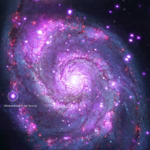 An ultraluminous X-ray source in the M51, or Whirlpool, galaxy.