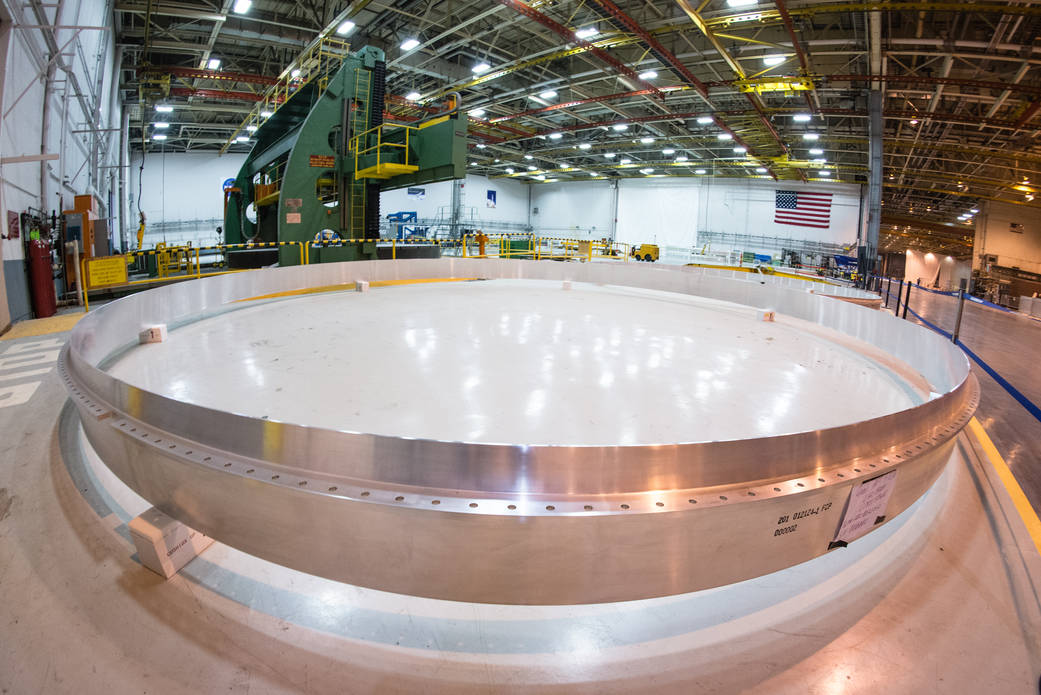 At NASA's Michoud Assembly Facility in New Orleans, all of the flight rings for the Space Launch System's first mission, EM-1, h