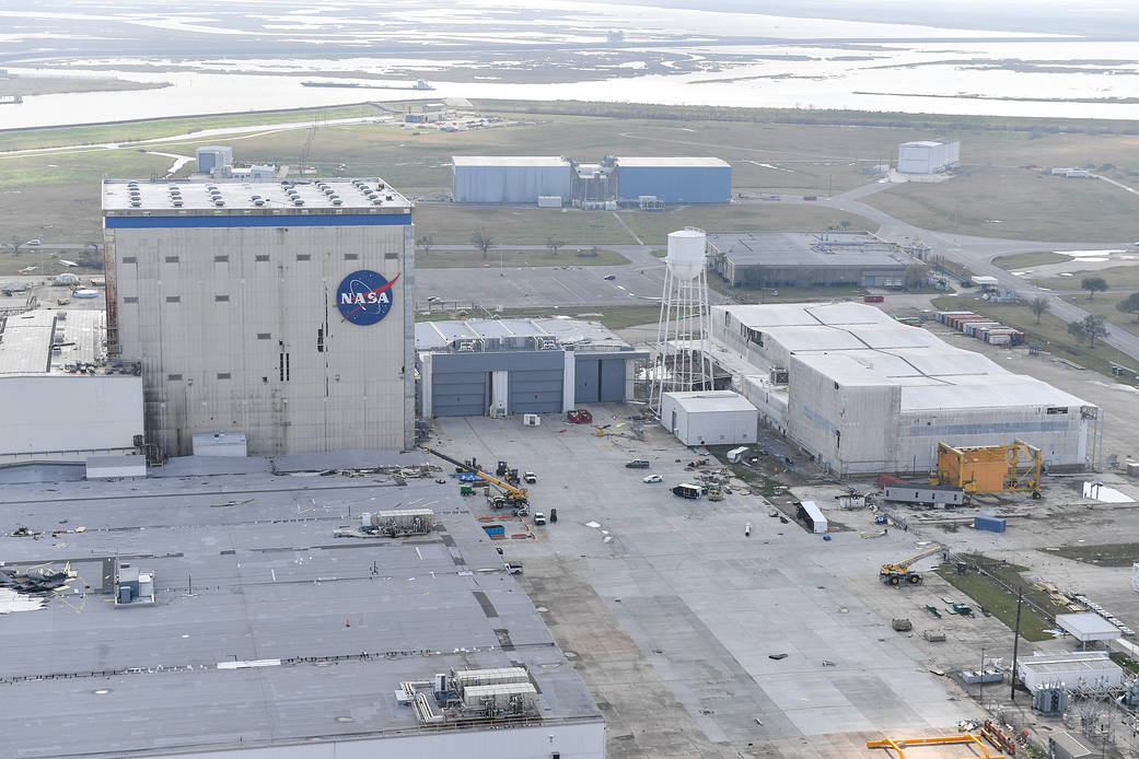 Some of the damage to building walls and roofs at NASA's Michoud Assembly Facility