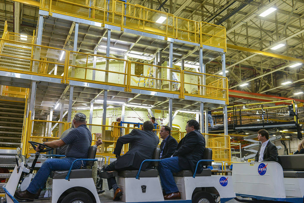 Robert Lightfoot visits Michoud Assembly Facility to assess tornado damage