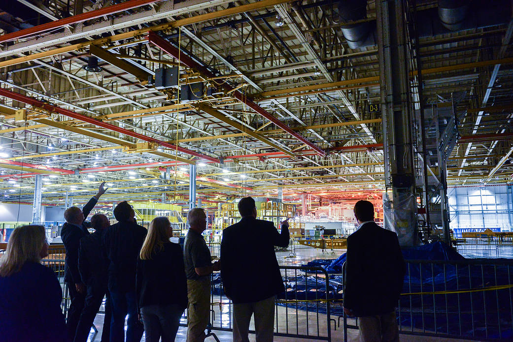Robert Lightfoot visits Michoud Assembly Facility to assess tornado damage