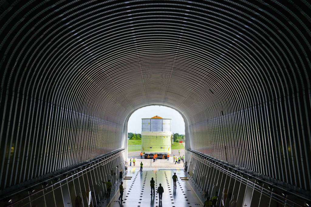 SLS Engine Section Test Article Loaded on Barge Pegasus