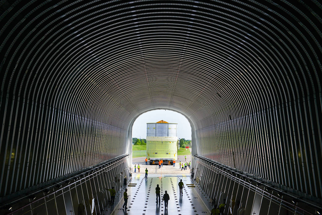 A engine section structural qualification test article for NASA's new rocket, the Space Launch System