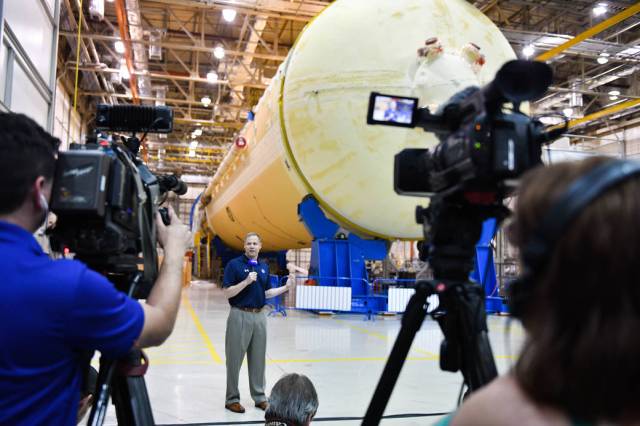 NASA Administrator Bridenstine Views Space Launch System Progress at MAF