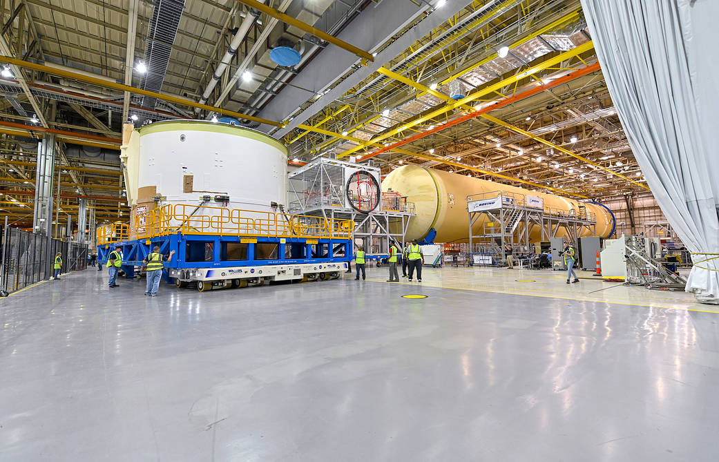 SLS engine section move to join with core stage
