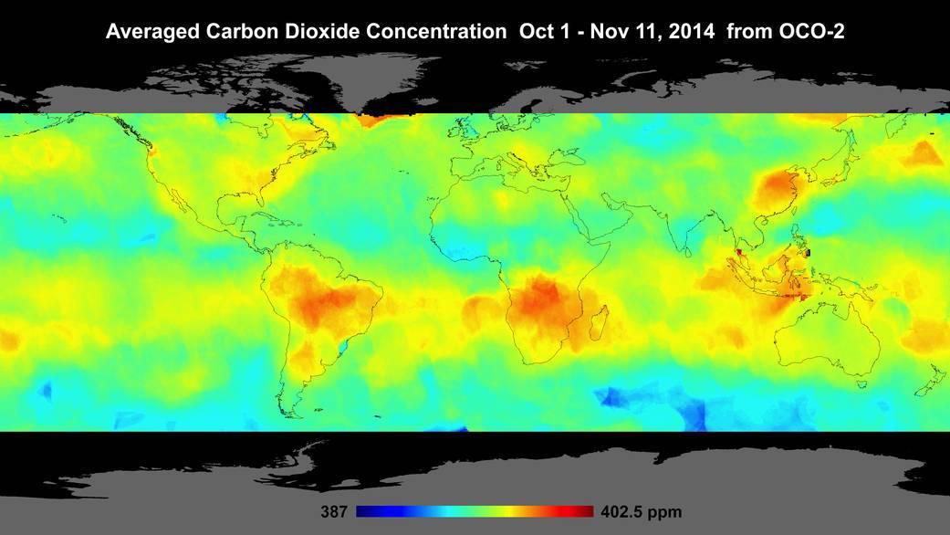 Global atmospheric carbon dioxide concentrations from Oct. 1 through Nov. 11