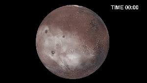 Computer simulation showing clouds on Mars forming and dispersing over one day