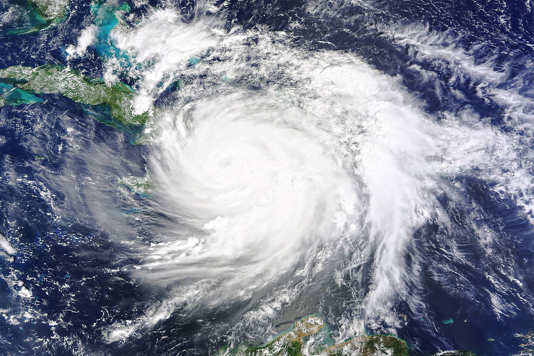 Satellite image of Hurricane Matthew over Haiti