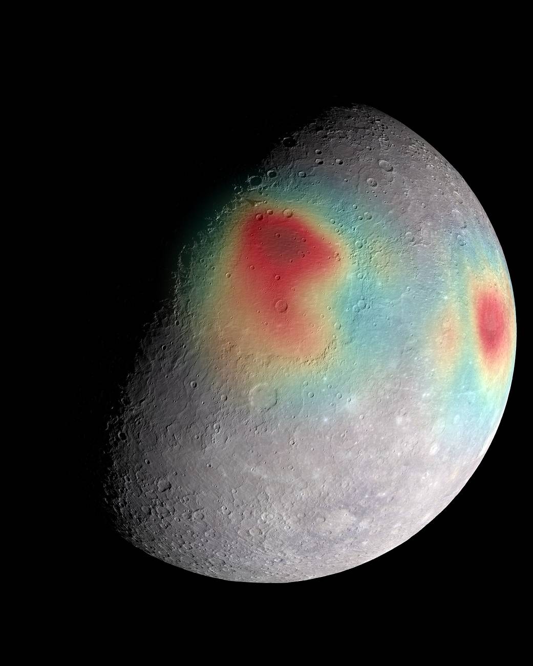 overlain on a mosaic obtained by MESSENGER's Mercury Dual Imaging System and illuminated with a shape model