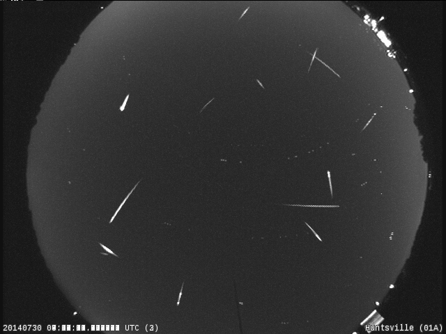 A collage of meteor images from late July 2014