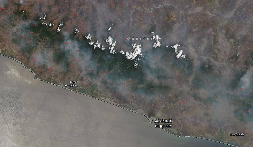 Fires in the state of Guerrero in Mexico
