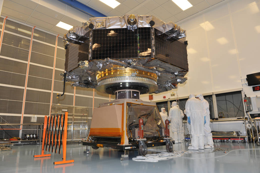  MMS Observatory #4 undergoes spin testing on the Miller Table for Mass Properties at NASA’s Goddard Space Flight Center.