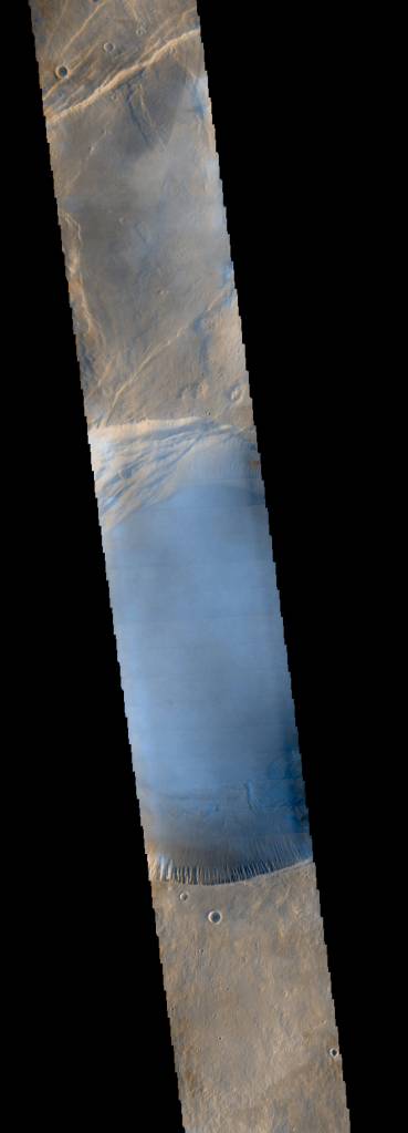 Morning Clouds Atop Martian Mountain