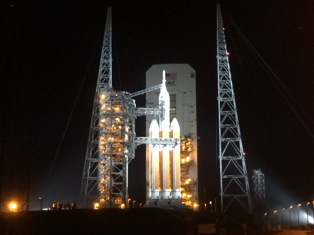 Gantry Roll Back for Orion Flight Test