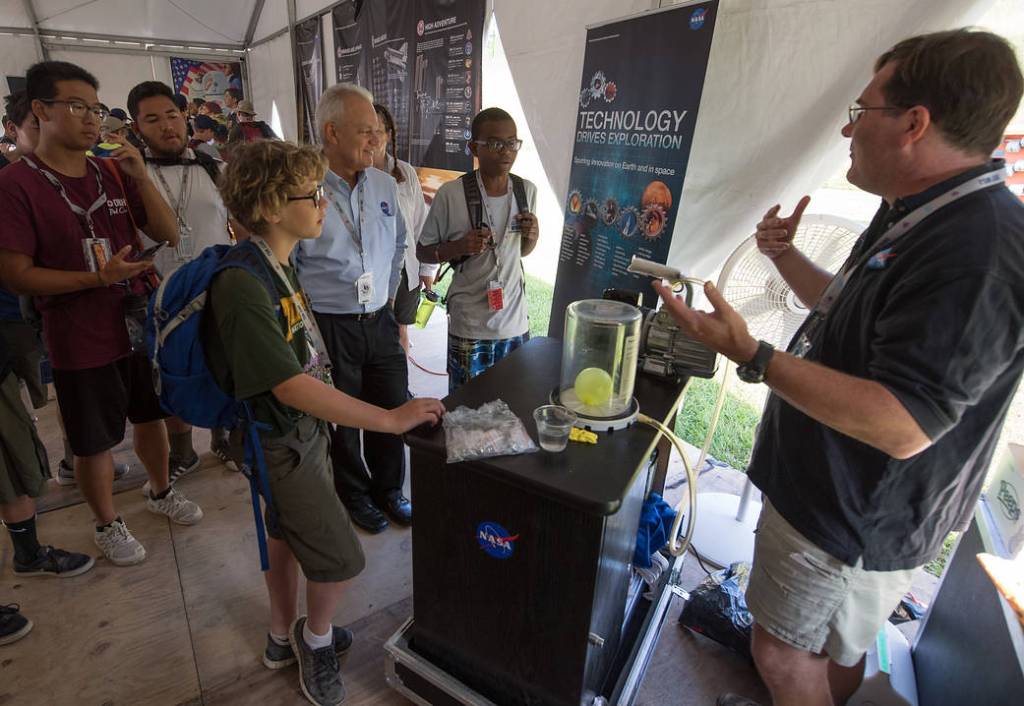 NASA Acting Chief Technologist Douglas Terrier Listens to a Presentation at the Boy Scouts of America National Jamboree