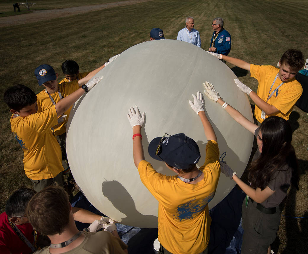 Scouts Prepare to Launch a Weather Balloon at the Boy Scouts National Jamboree