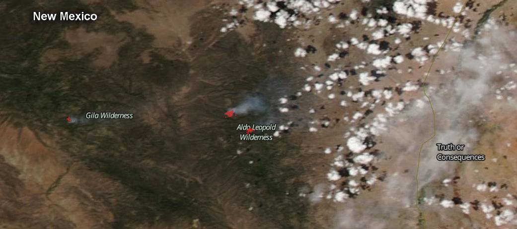 satellite image of fires in New Mexico