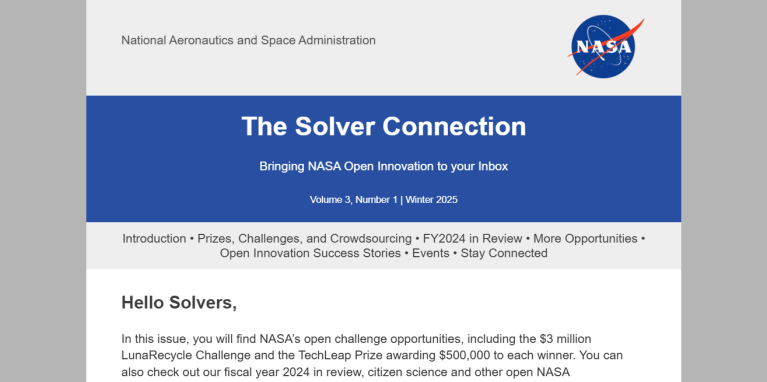 A screenshot of The Solver Connection email newsletter, with the newsletter title at the top followed by introductory text describing the contents of the newsletter