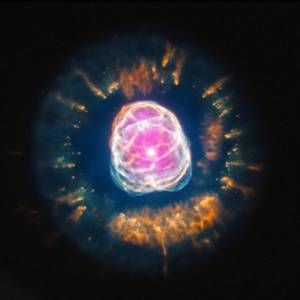 Composite image of planetary nebula NGC 2392 -- the "Eskimo Nebula"