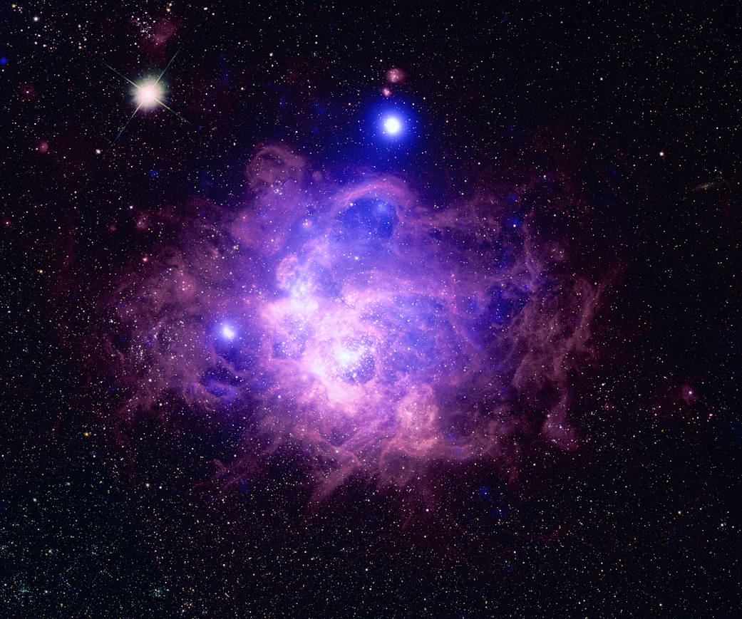 The nearby galaxy Messier 33 contains a star-forming region called NGC 604 where some 200 hot, young, massive stars reside. 