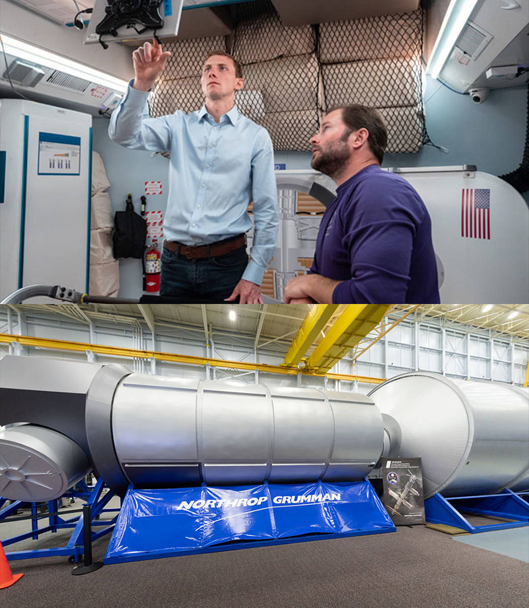 Astronaut candidate Woody Hoburg evaluates a Gateway concept habitation module