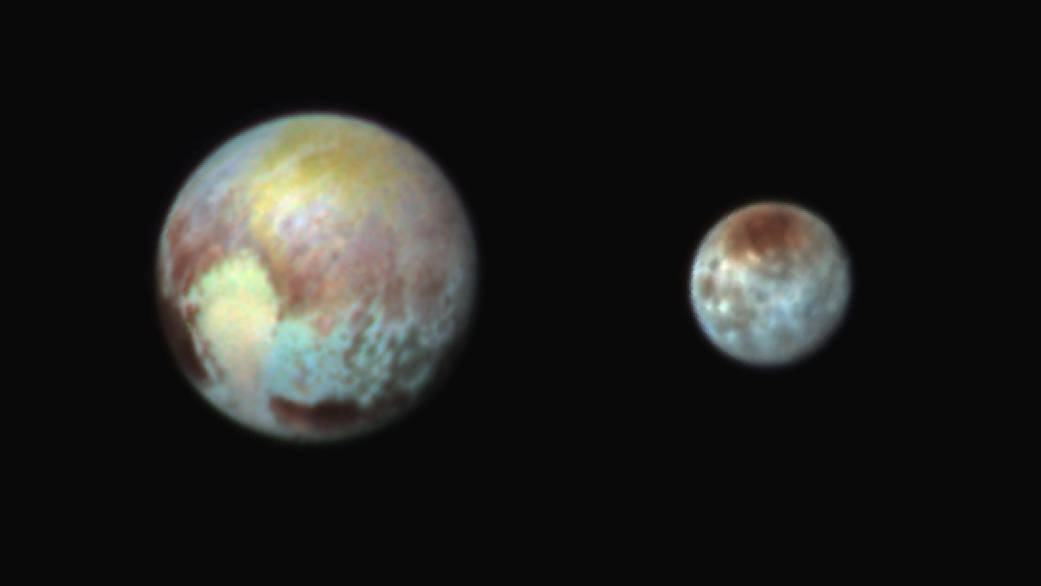 Pluto and Charon in false color