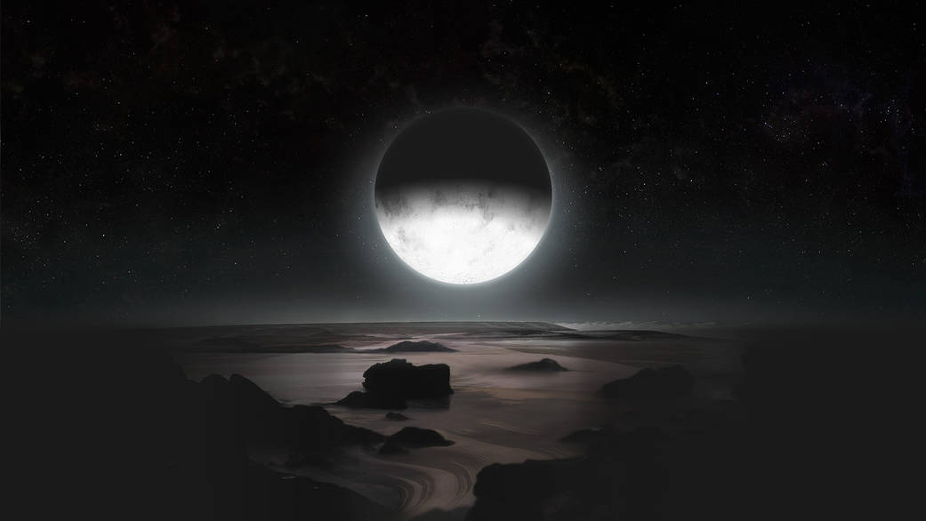 artist concept of Pluto by Moonlight