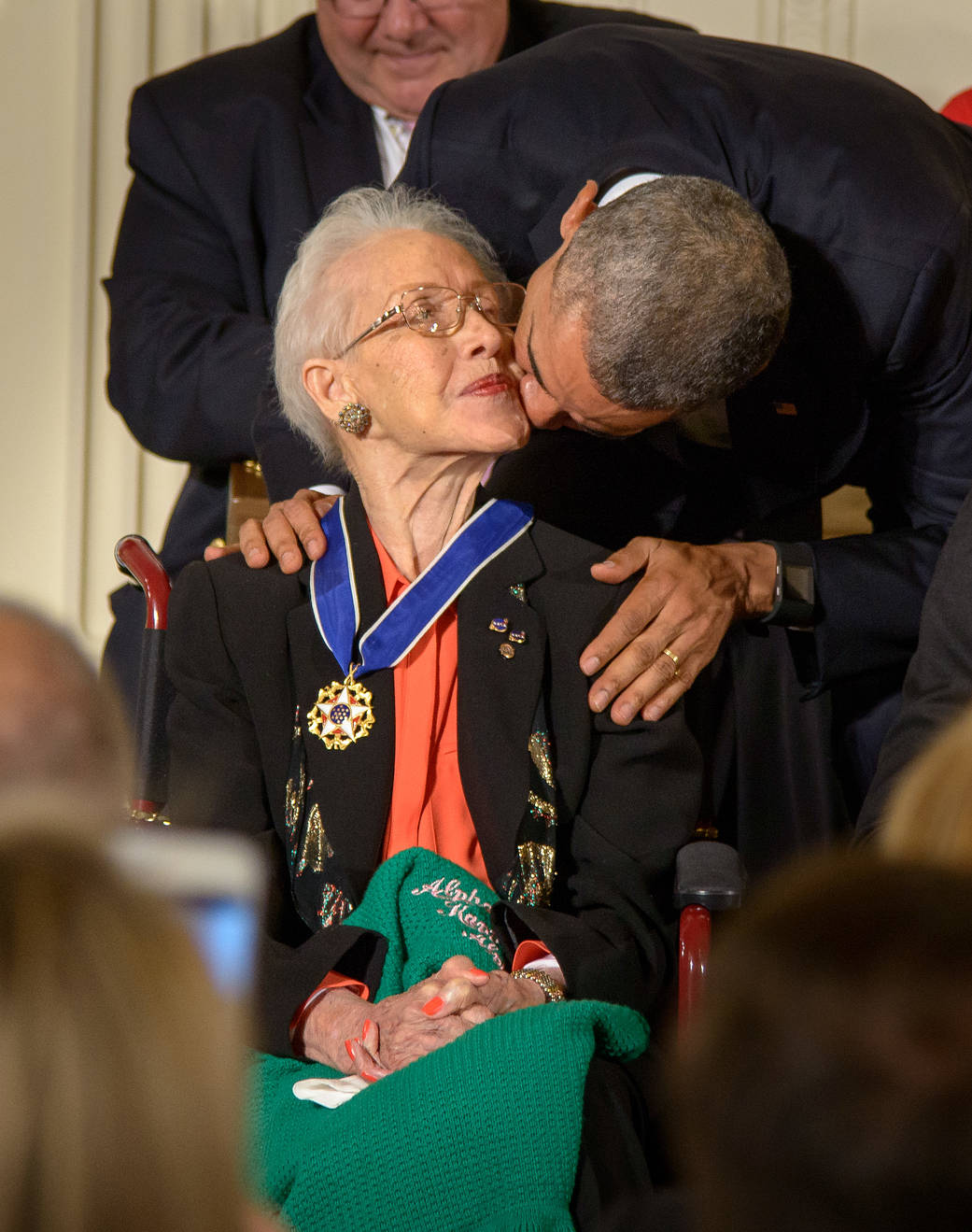 President Barack Obama presents former NASA mathematician Katherine Johnson with the Presidential Medal of Freedom 