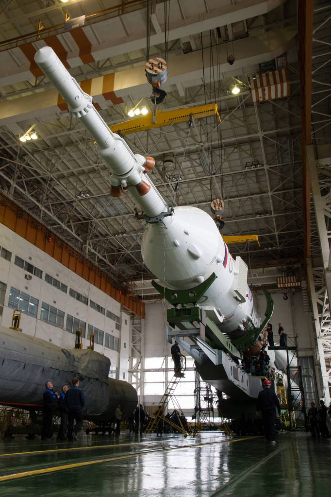 The Soyuz TMA-20M spacecraft is assembled