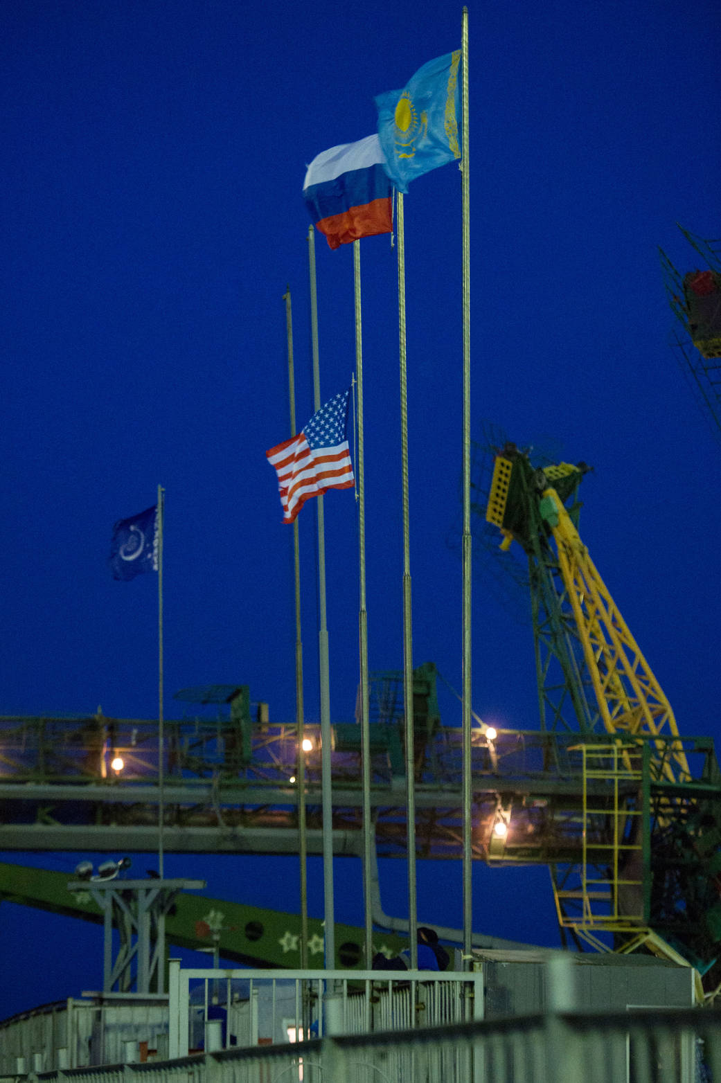 Flags are raised into position