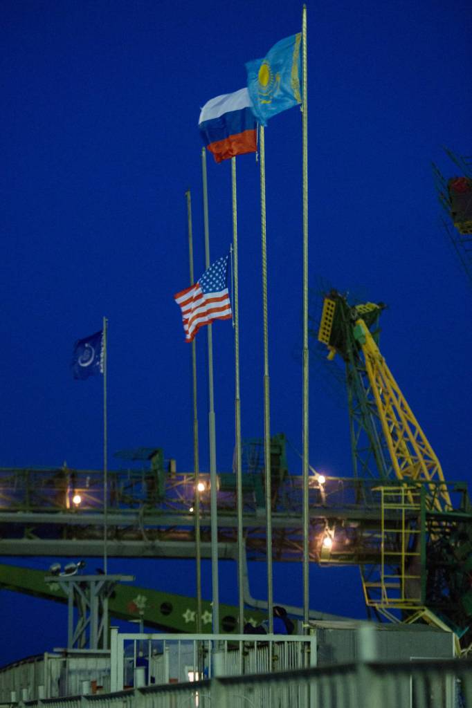 Flags are raised into position