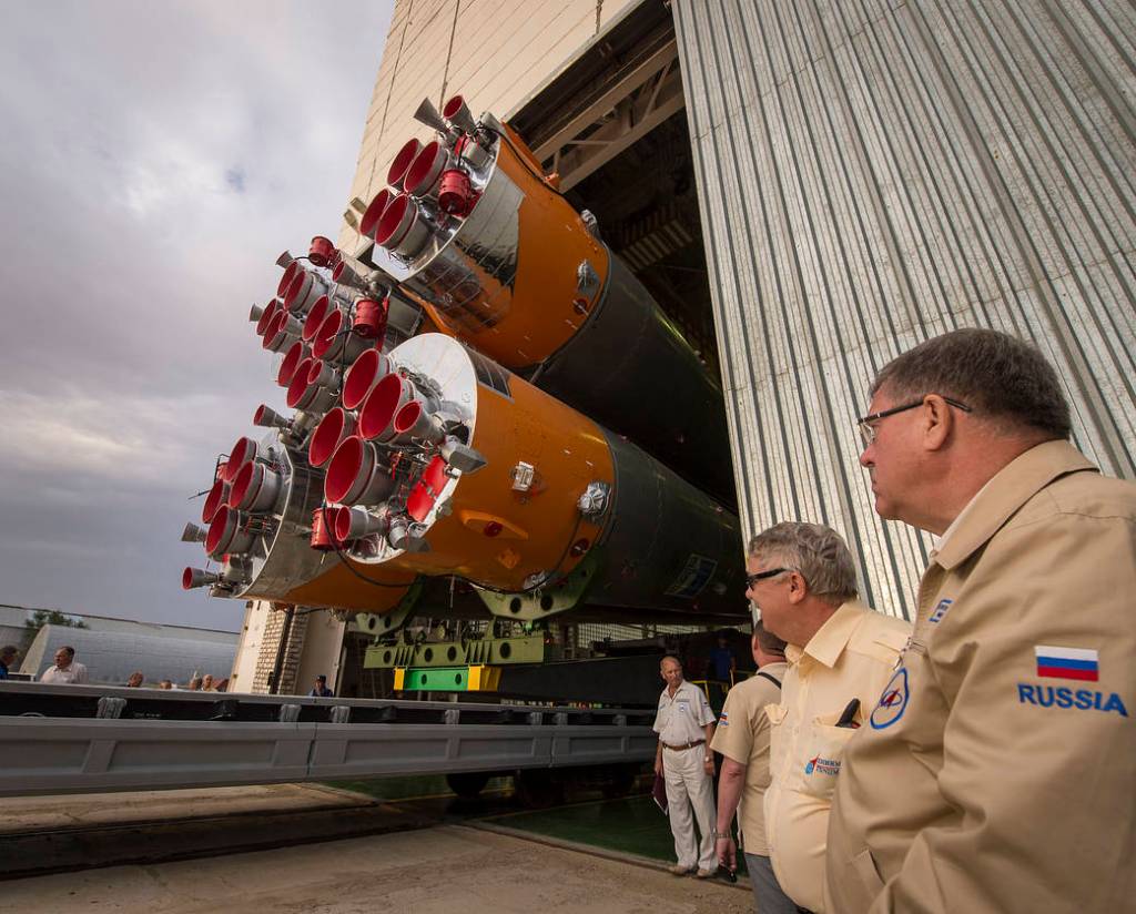 The Soyuz MS-01 Spacecraft Rolls Out by Train
