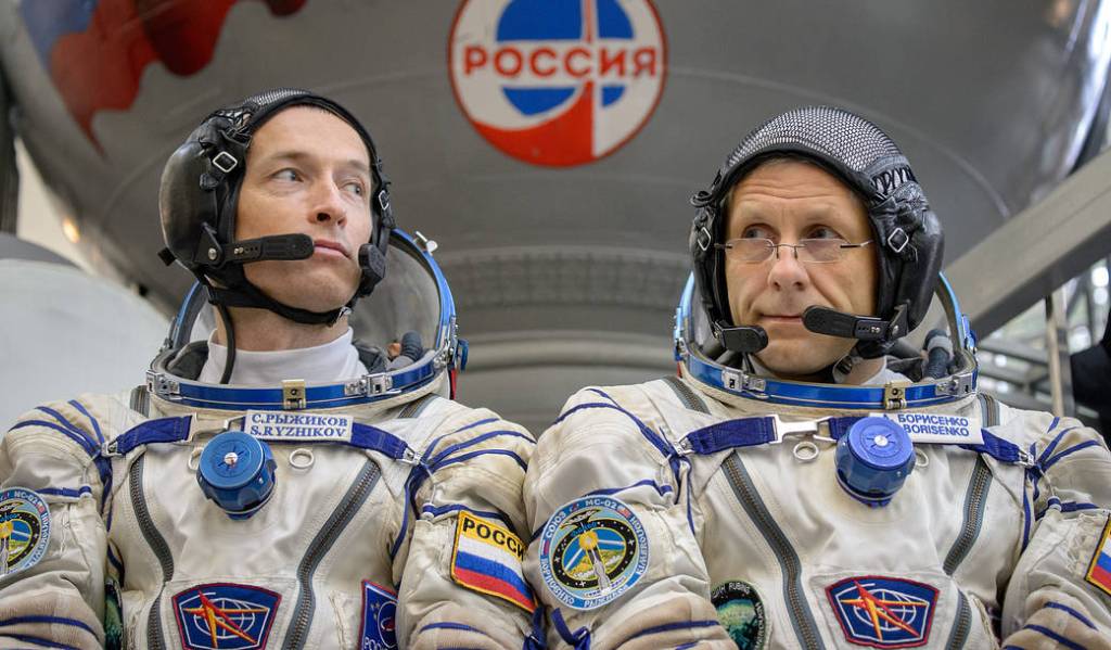 Cosmonauts Sergey Ryzhikov and Andrey Borisenko