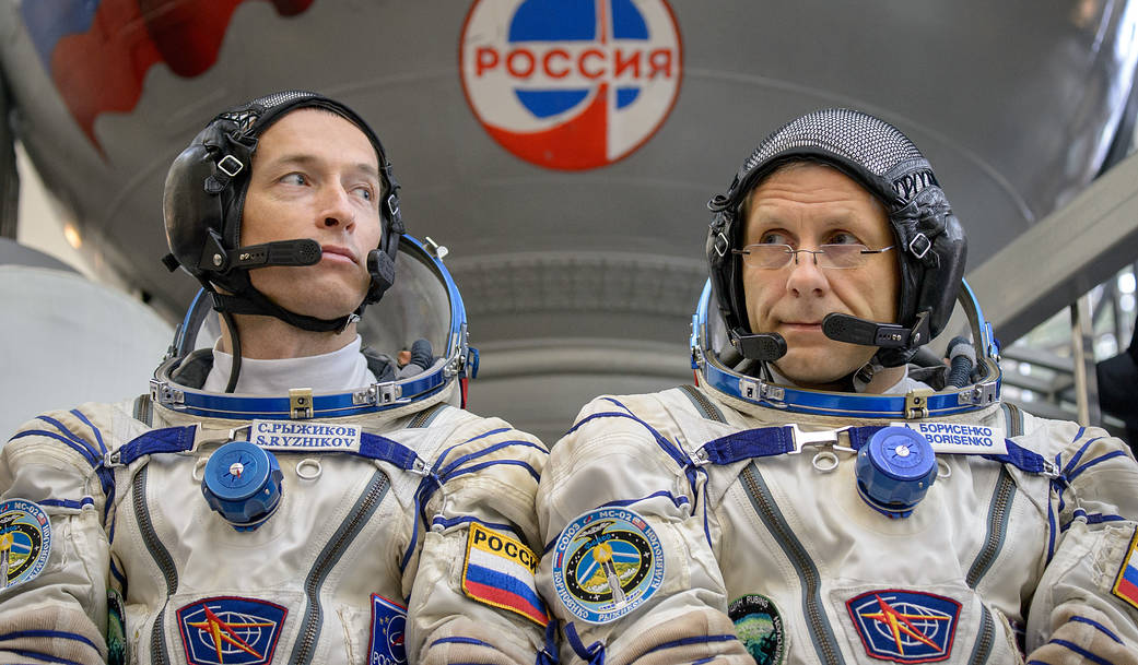Cosmonauts Sergey Ryzhikov and Andrey Borisenko 