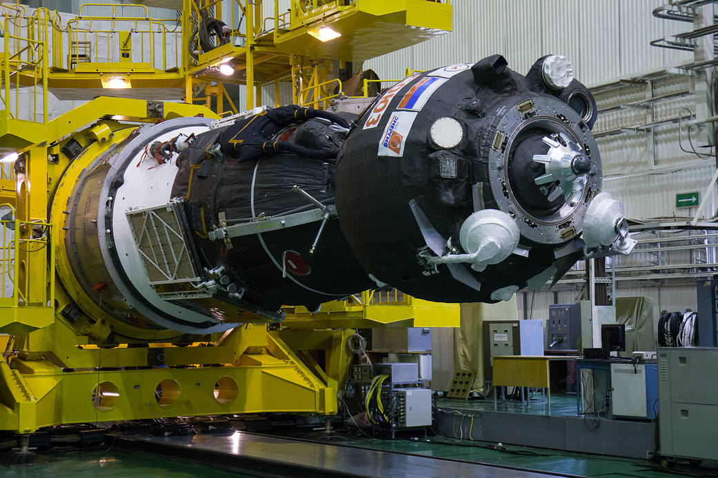 The Soyuz MS-02 Spacecraft is Prepared for Encapsulation