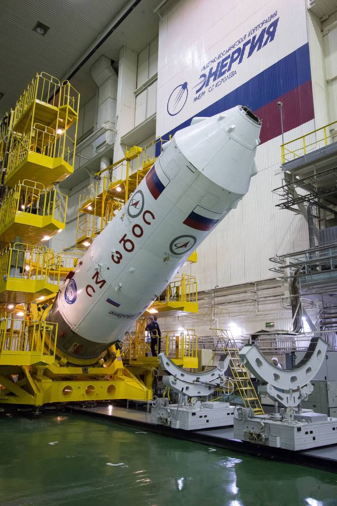 The Soyuz MS-02 Spacecraft is Raised into Vertical Position
